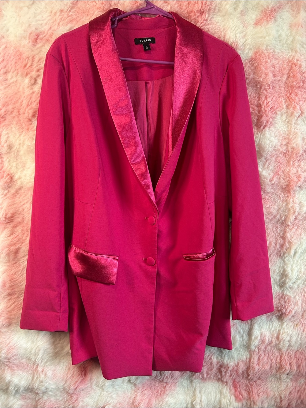 torrid Fuchsia Satin-Trim Blazer Jacket